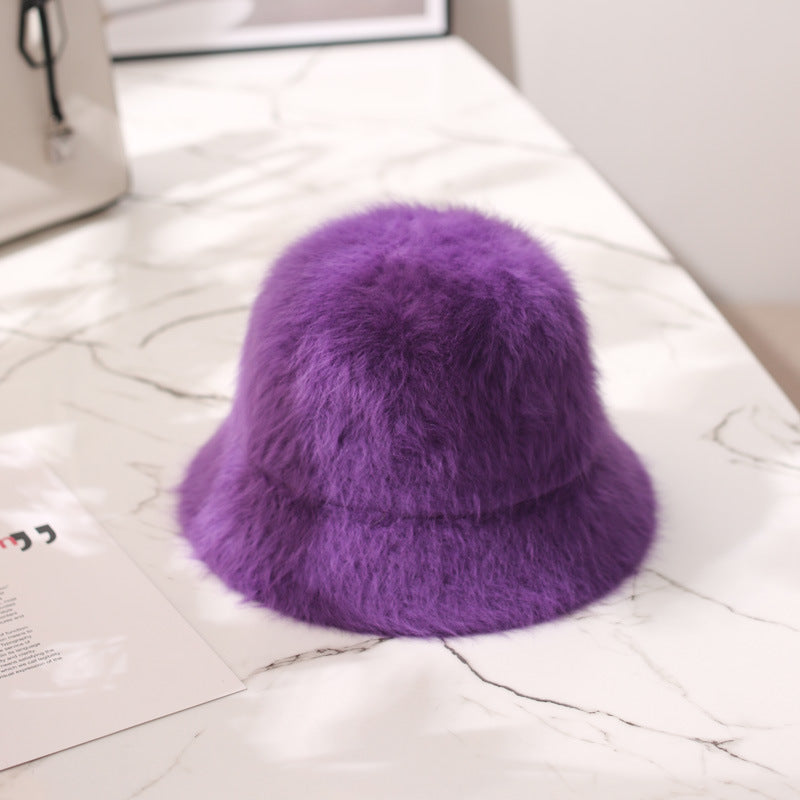 Rabbit Fur Sweet Plush Warm Bucket Hat