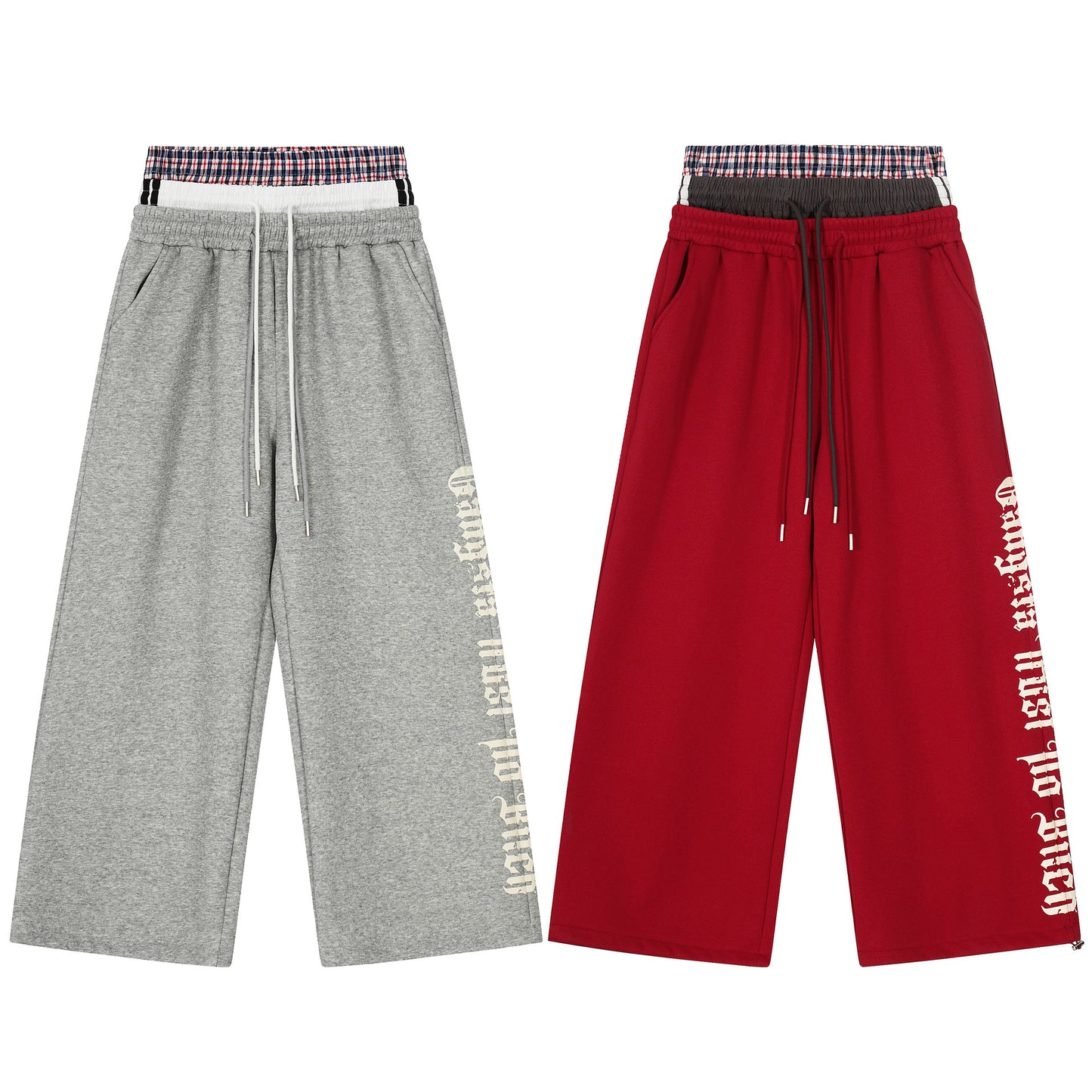 Womens Retro American-Style Casual Sweatpants With Three Waist Drawstrings