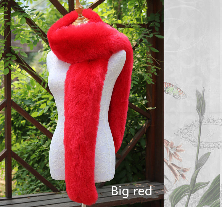 Faux Fox Fur Scarf And Fur Long Women Winter