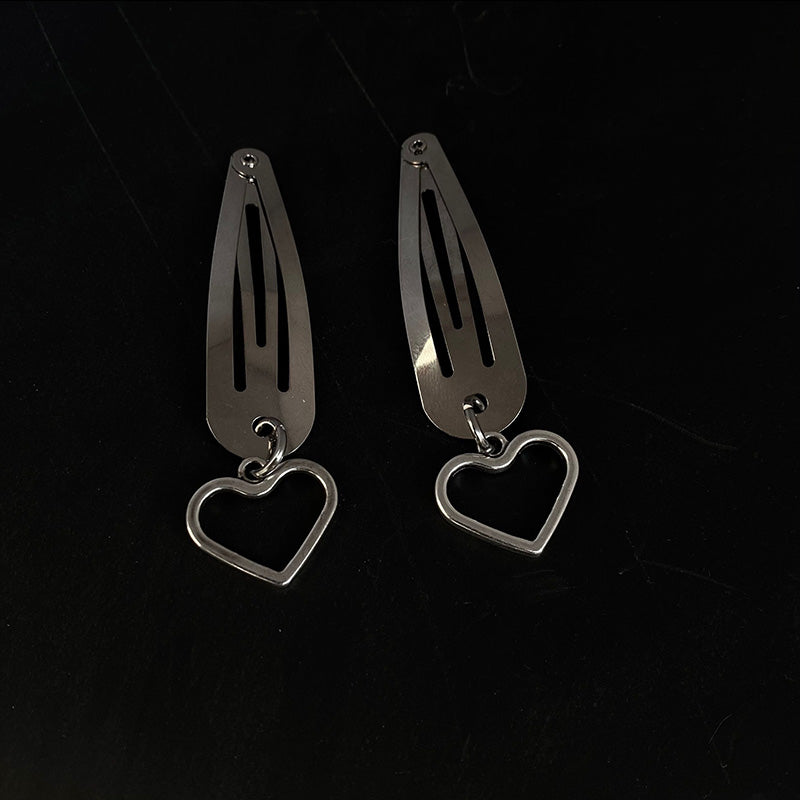 Silver Metal Edge Clip Cross Love Flower Chain Hairpin