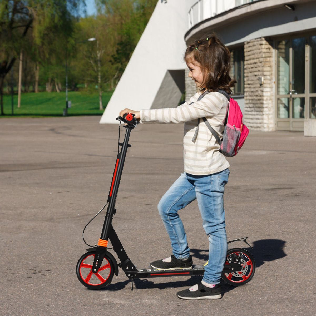 Klappbarer Kickscooter Mit Klingel & Ständer Höhenverstellbarer Scooter Roller Tretroller