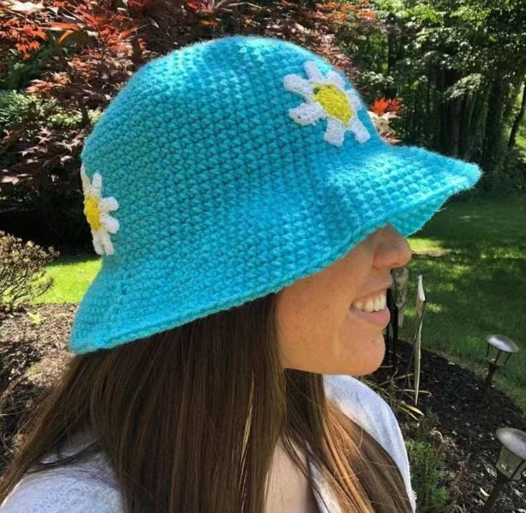Woven Flower Fisherman's Hat For Women Japanese Versatility