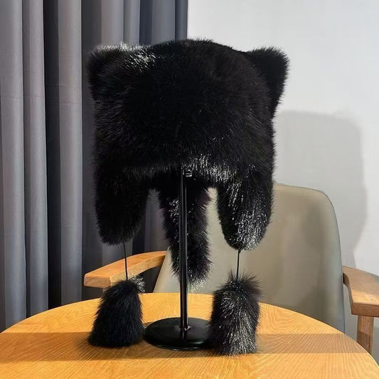 Women's Winter Faux Fur Raccoon Hat