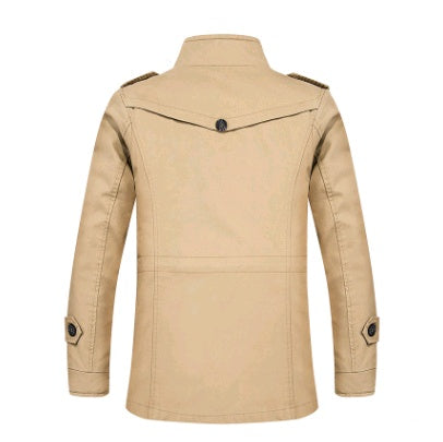 Cotton washed large size men's business stand collar coat autumn new middle-aged casual windbreaker jacket