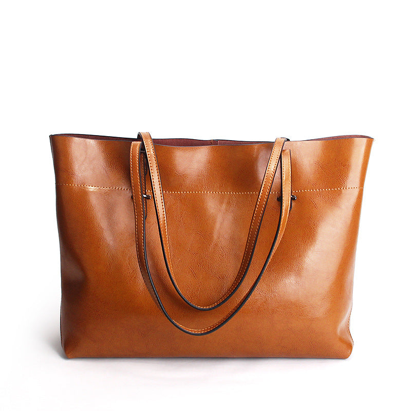 new fashion leather bag leather handbag wax portable single shoulder bag factory Guangzhou one generation