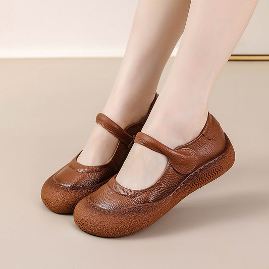 Womens Retro-style Flat Round-toe Soft-soled Shoes