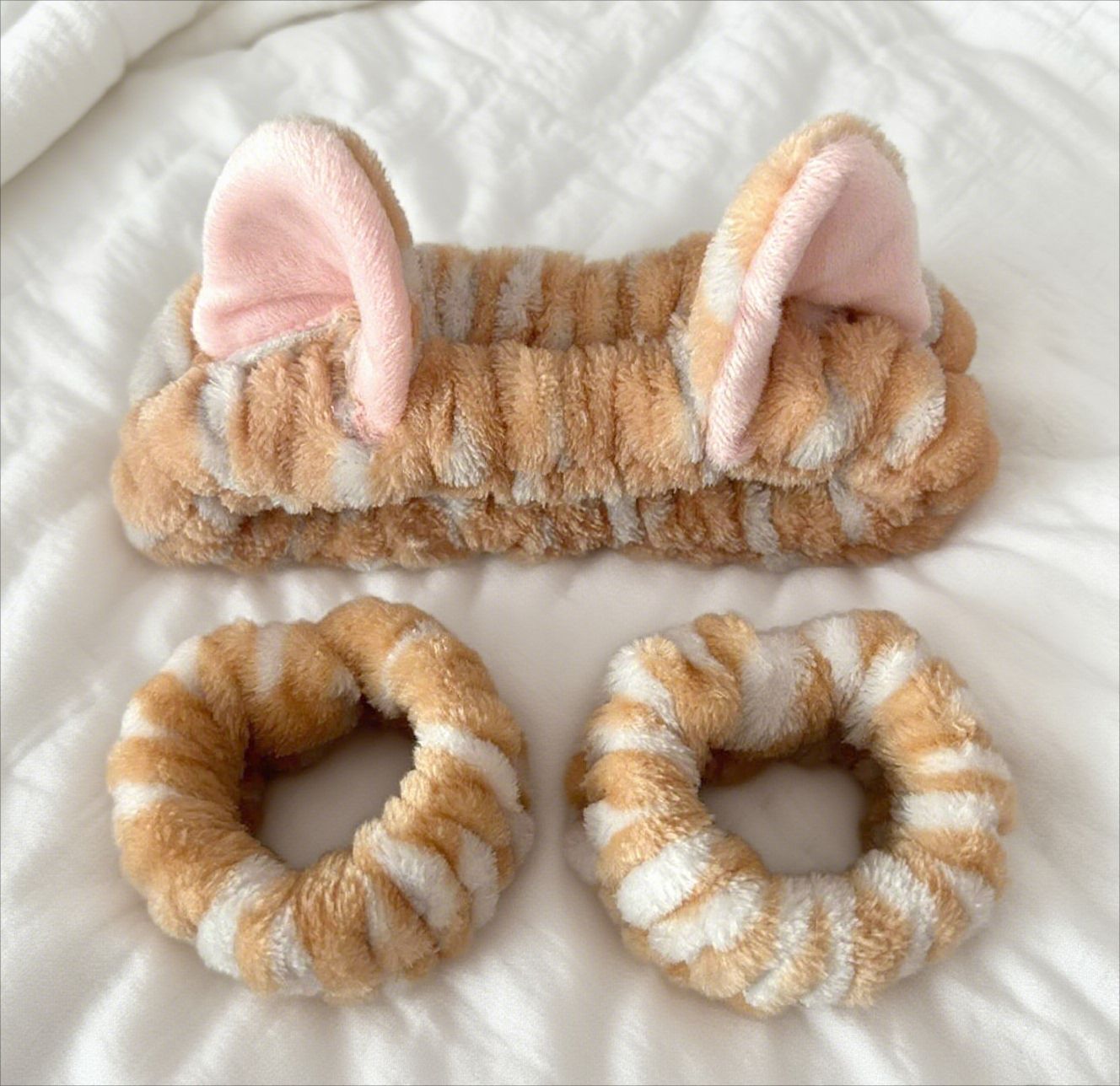 Girl Cat Ears Washing Face Hair Band Suit