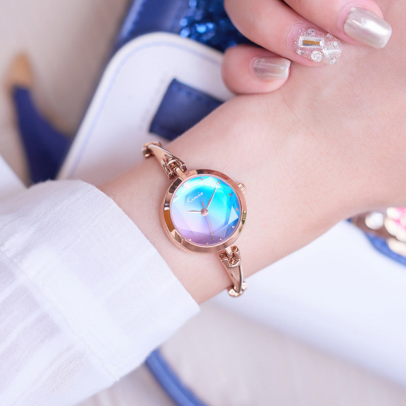 Gradient color small female quartz watch