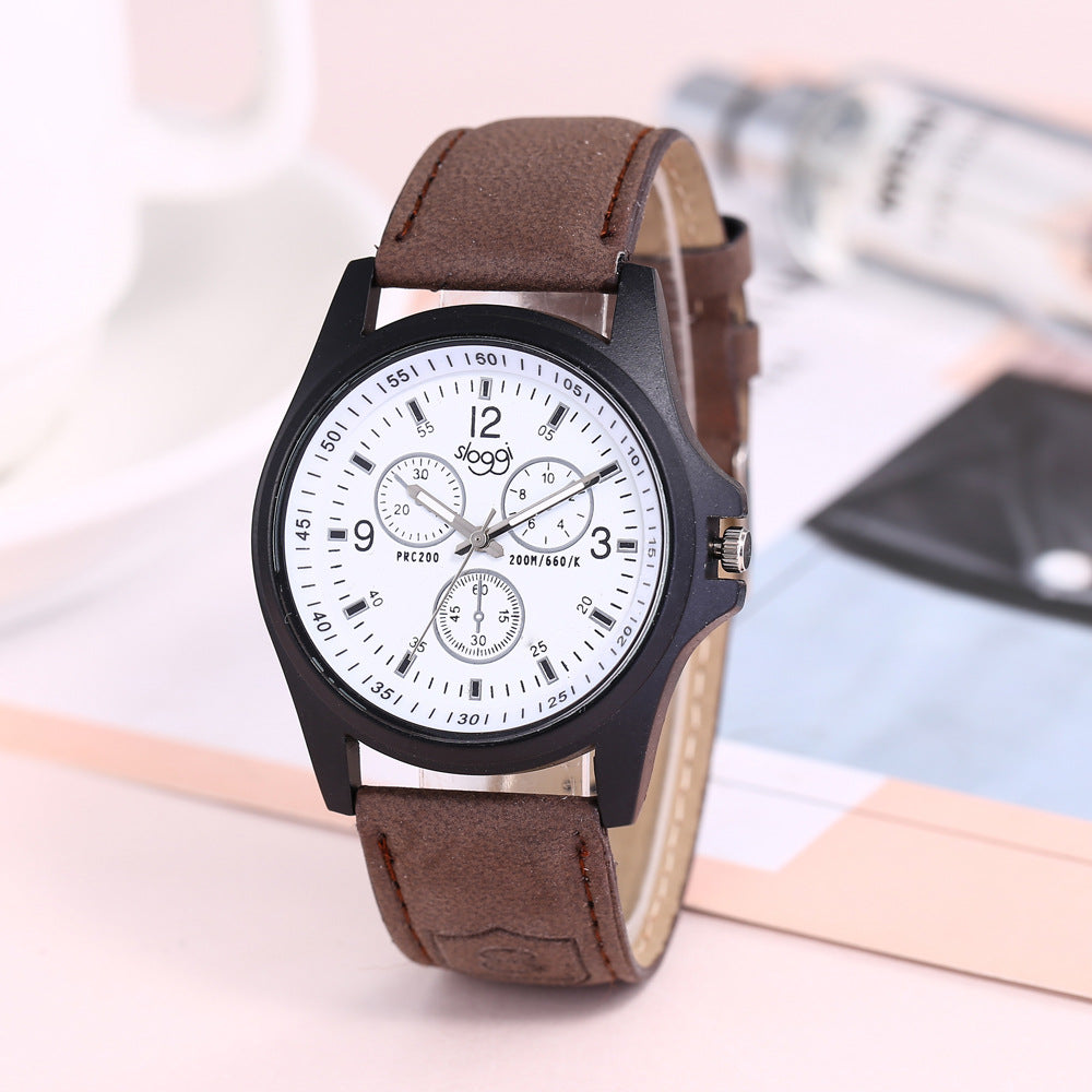 Three-eye sapphire crystal quartz watch