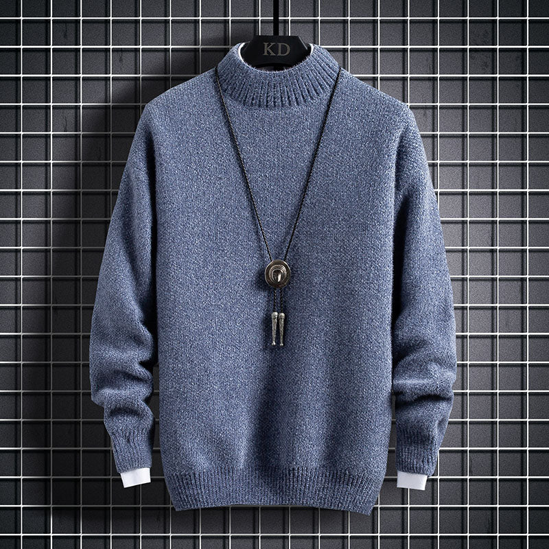Vinter Plus Fleece Tyknet Studerende Mellemhøj Krave Varm Underdel Sweater