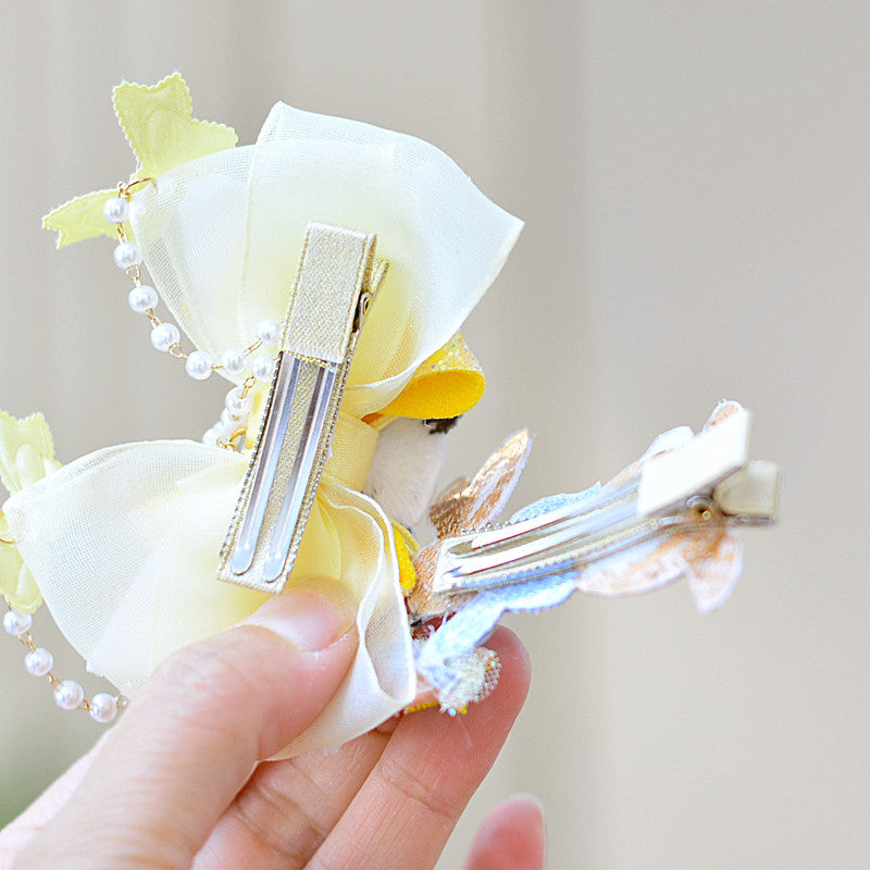 Summer Pendant Embroidered Rabbit Panda Barrettes Bow Hair Accessories