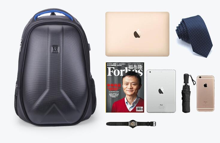 new men's computer backpack, USB backpack, hard shell travel bag, student bag light customization