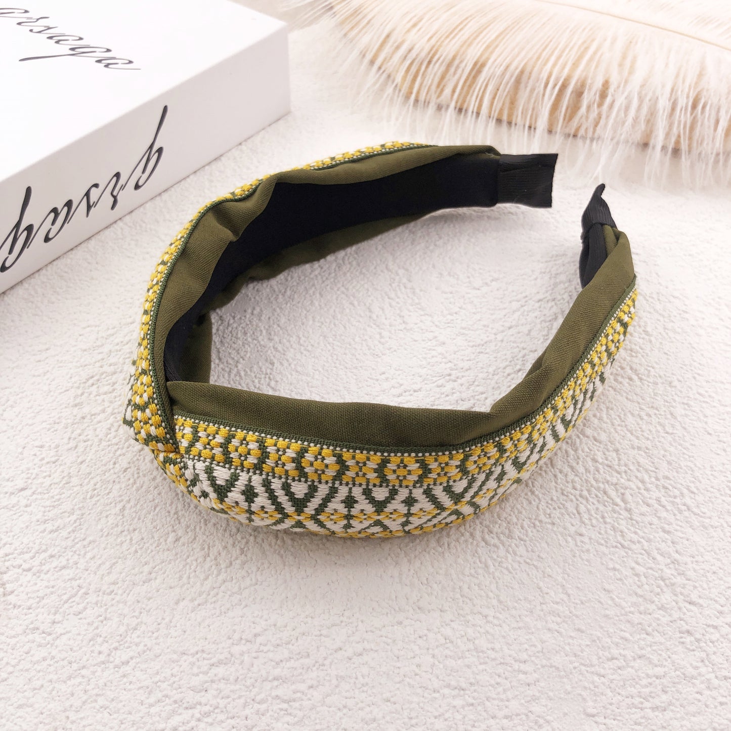 Suede flower hit color headband