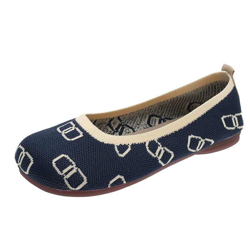 Soft Bottom Pumps Women's Knitted Woven Low-cut Flat Shoes
