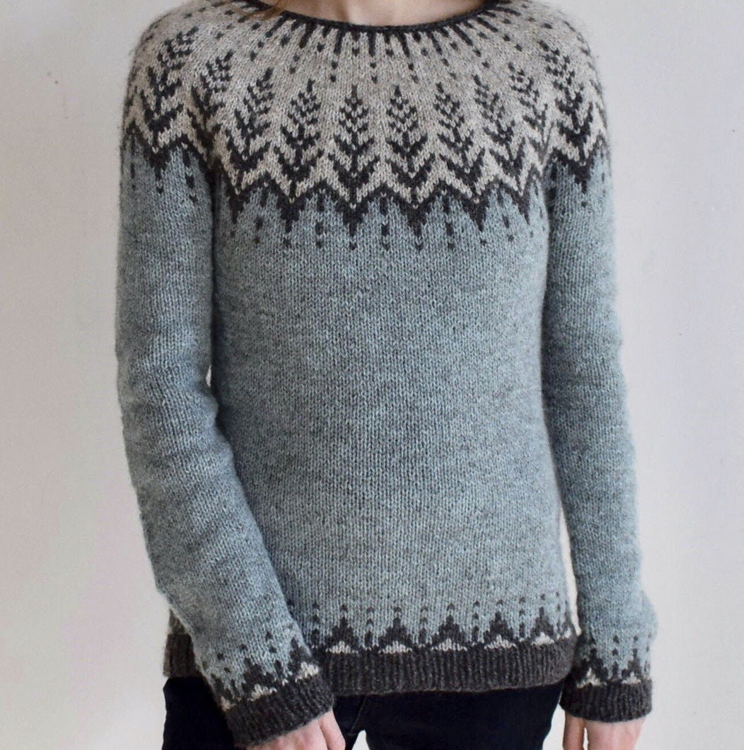 Round Neck Multicolor Loose Fashion Pullover Sweater