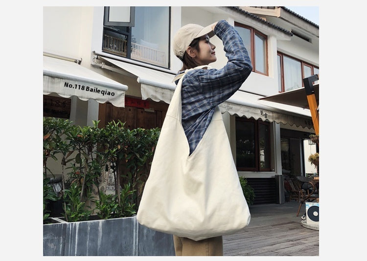 Slouchy Single Shoulder Crossbody Canvas Bag Retro Simplicity
