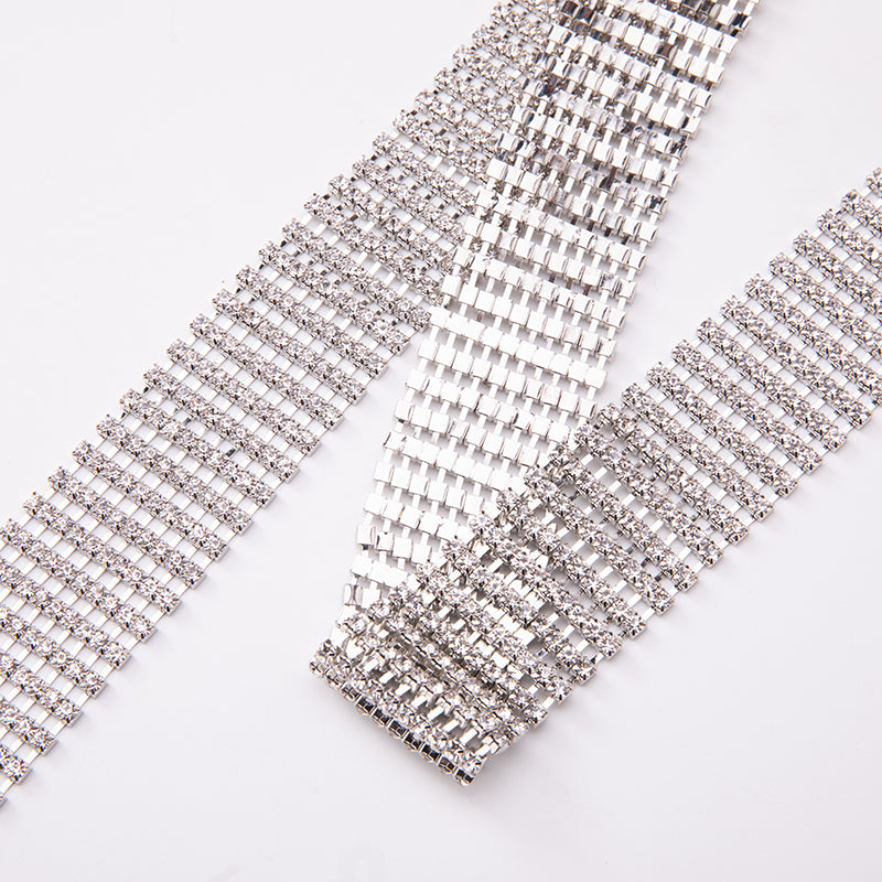 Women's Shiny Alloy Belt With Rhinestones