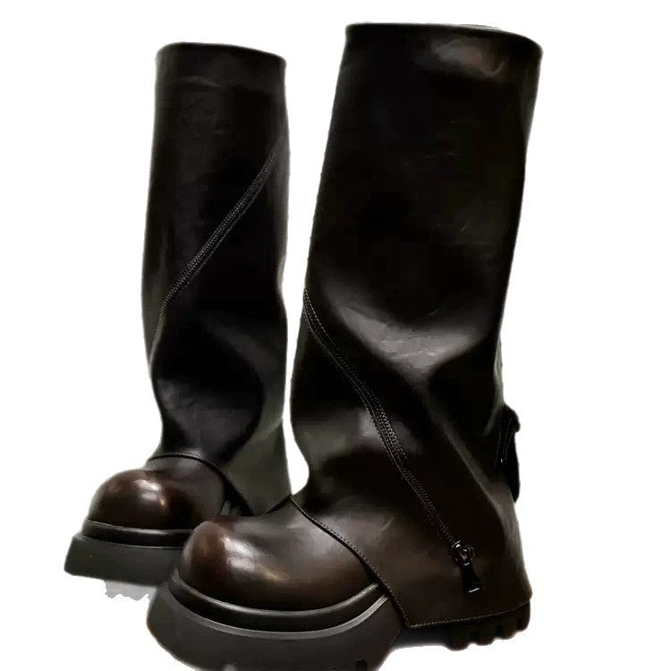 New Autumn Women's High Boots With Zippers And Thick Soles