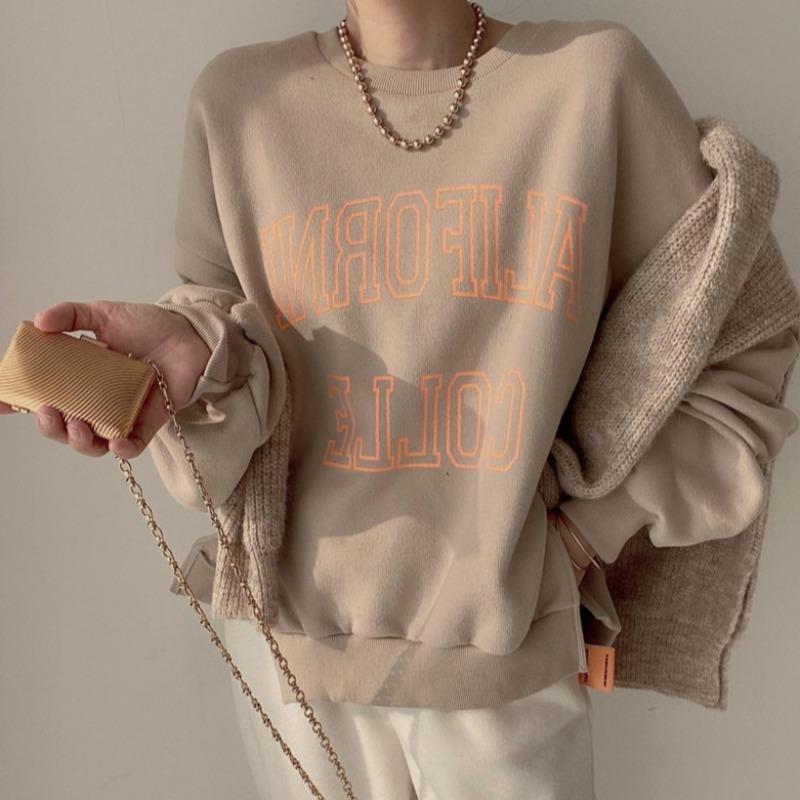 Versatile Western Alphabet Print Slit Sweatshirt