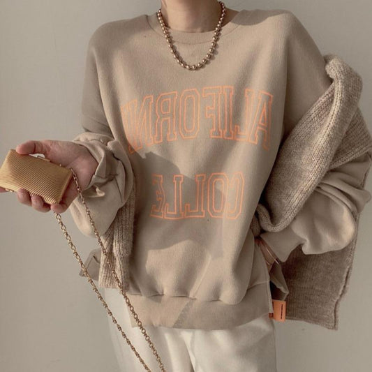 Versatile Western Alphabet Print Slit Sweatshirt