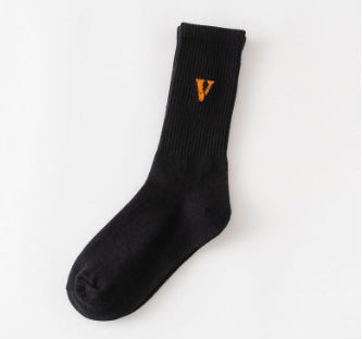 Popularlogo hip-hop long tube cotton socks
