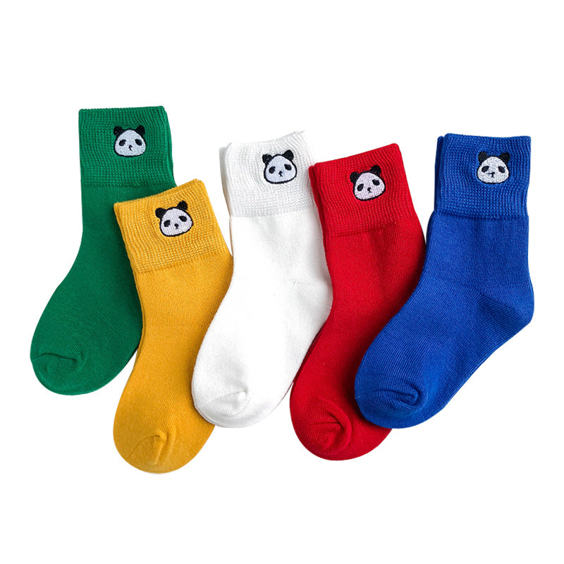 Spring And Autumn Embroidered Striped Socks