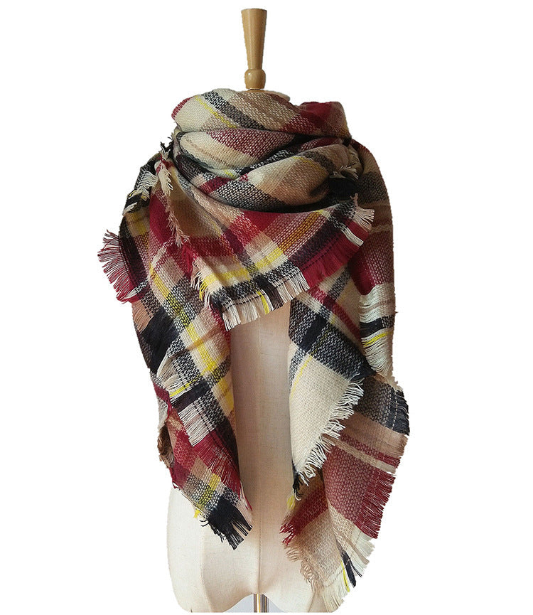 Cashmere-like Double-sided Colorful Plaid Scarf
