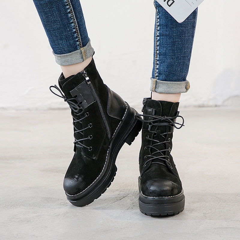 Martin boots female British style Korean style wild thick heel