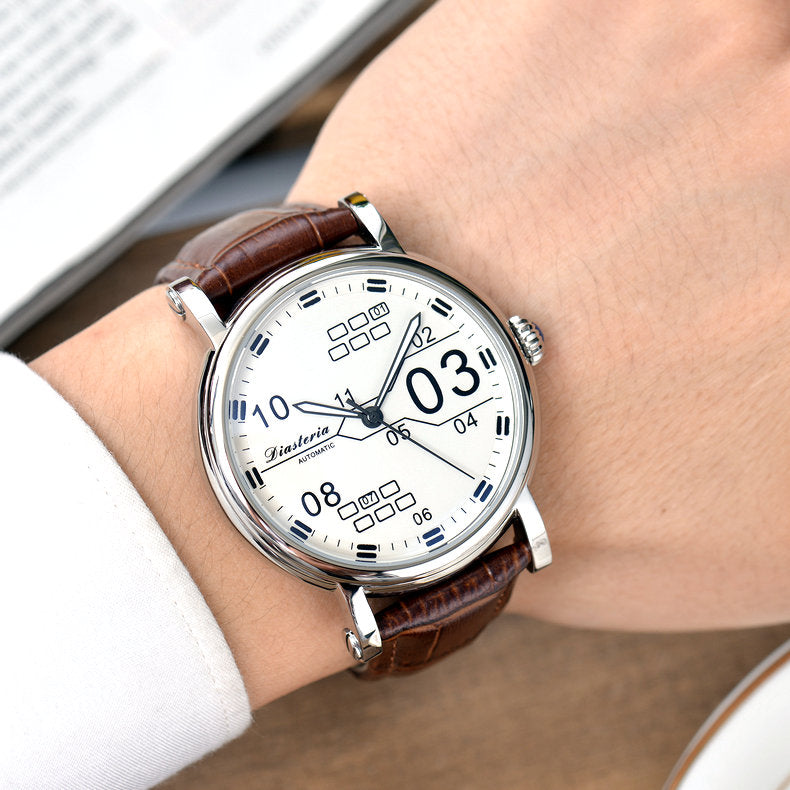 Hollow leather mechanical men's watch