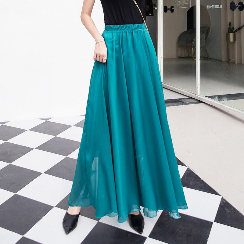 Professional Dance Solid Color High Waist Long Skirt Large Swing Skirt