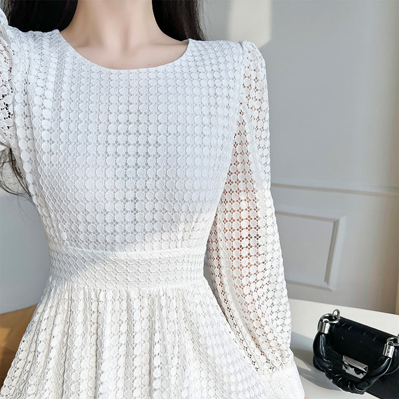French Celebrity Temperament Lace Waist Dress