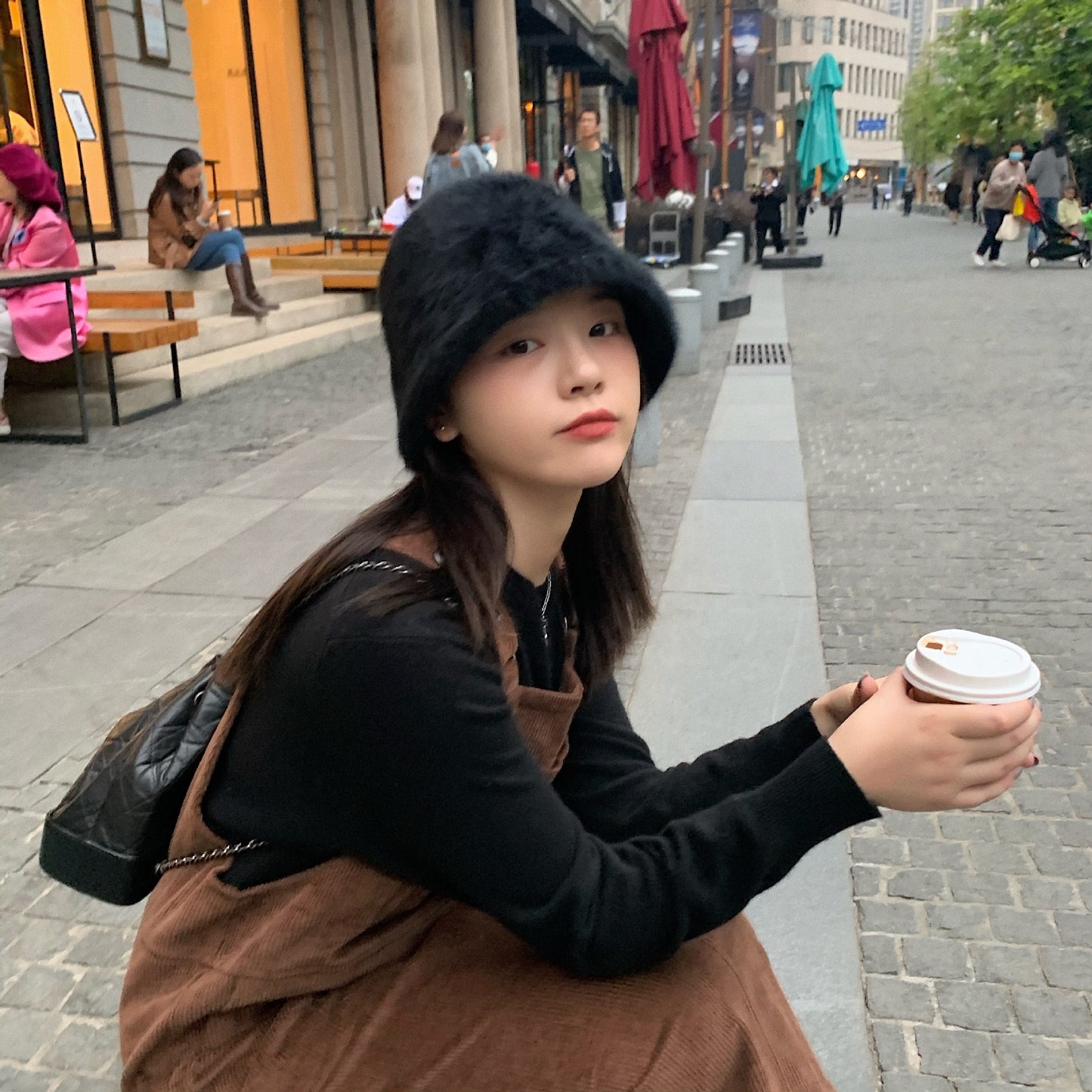 Japanese-style Retro All-match Face-covering Rabbit Fur Bucket Hat
