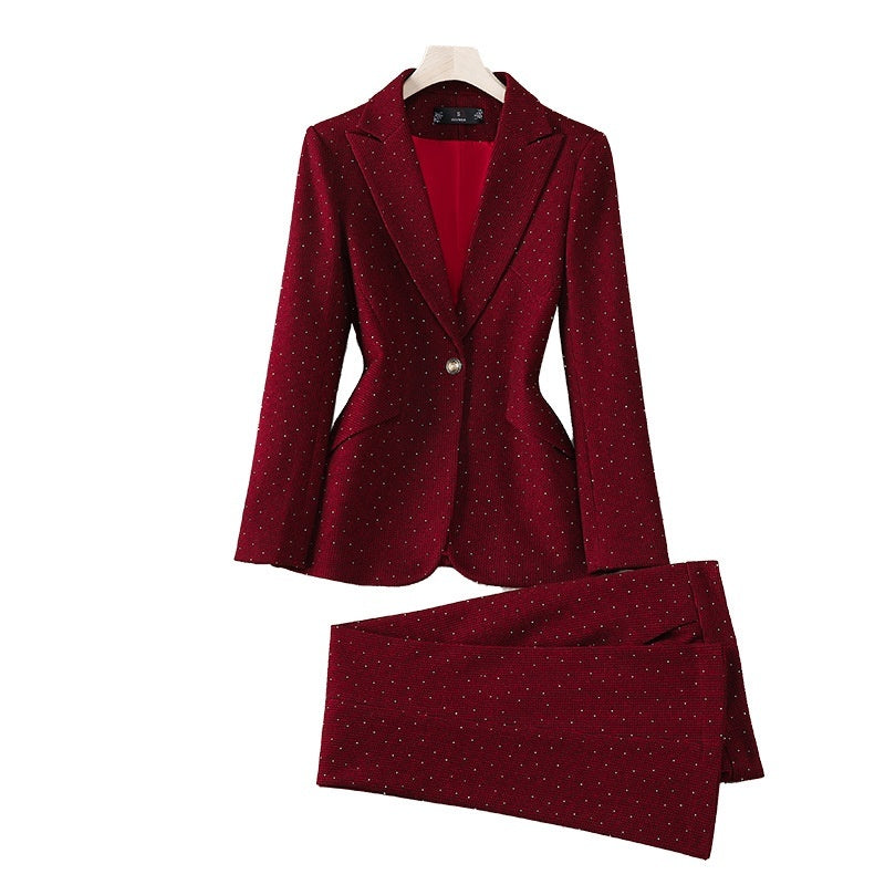 Gray, Heat-applied Rhinestone, Sophisticated And Polished Women's Blazer