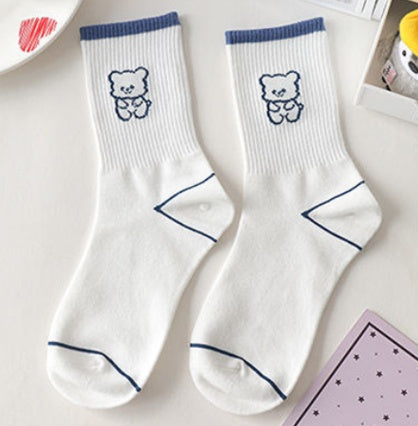 Cute Bear Korean Style Medium Tube Socks