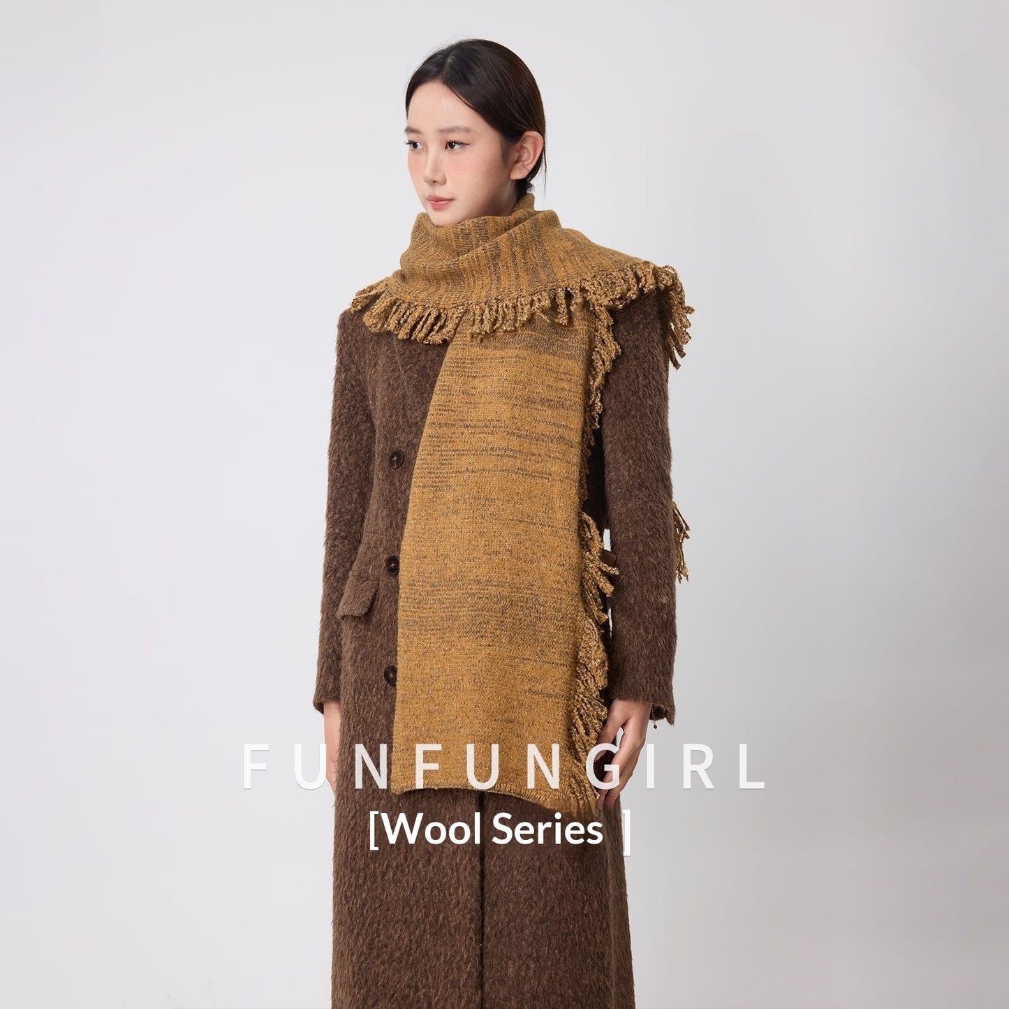 Side Fringe Wool Scarf Simple Casual Thickened Neck Warmer