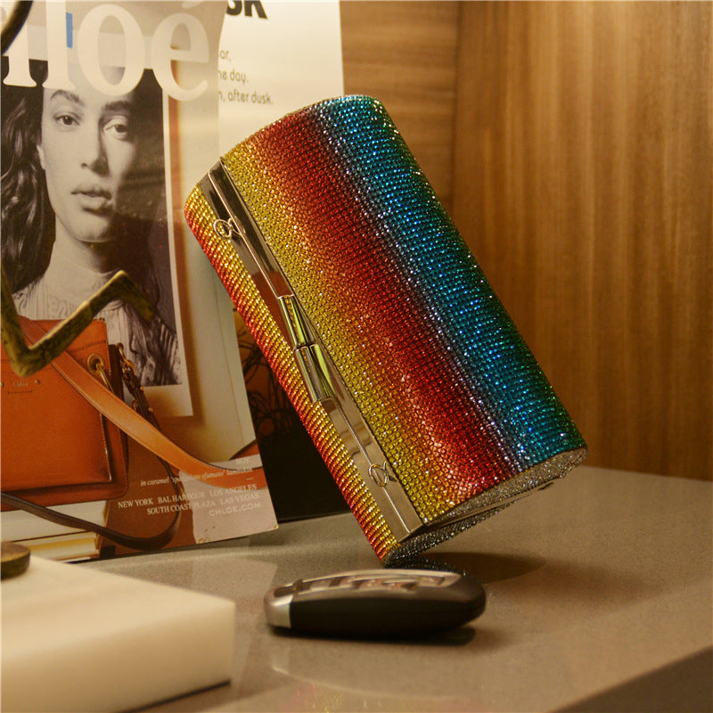 Regnbue Rhinestone Pung Aften Taske