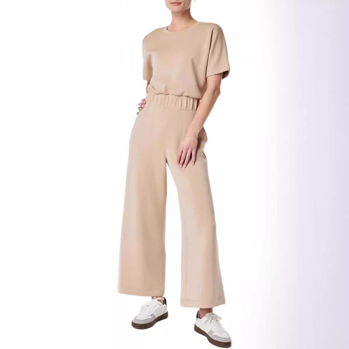 Meget elastisk jumpsuit med elastik i taljen til store kvinder