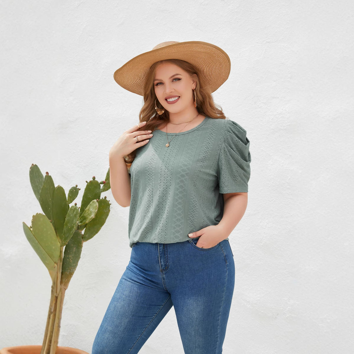 Dame Løs T-shirt Plus Size