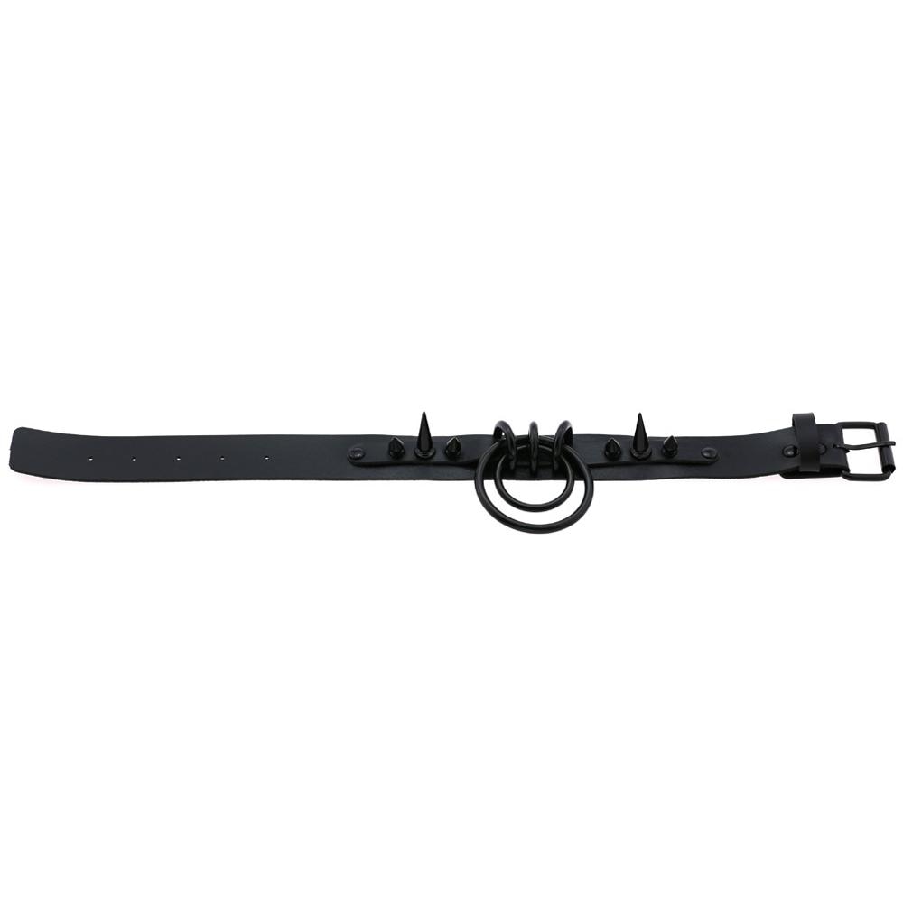 Punk Choker Rivet Buckle Spike Collar Necklace Black  Mens Womens