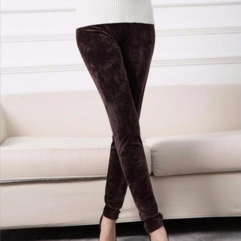 Double-faced Velvet High Stretch Leggings Women's Gold Velvet Slim High Waist