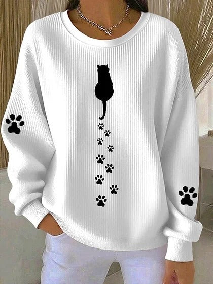 Womens Relaxed Casual Christmas-Style Pullover Top