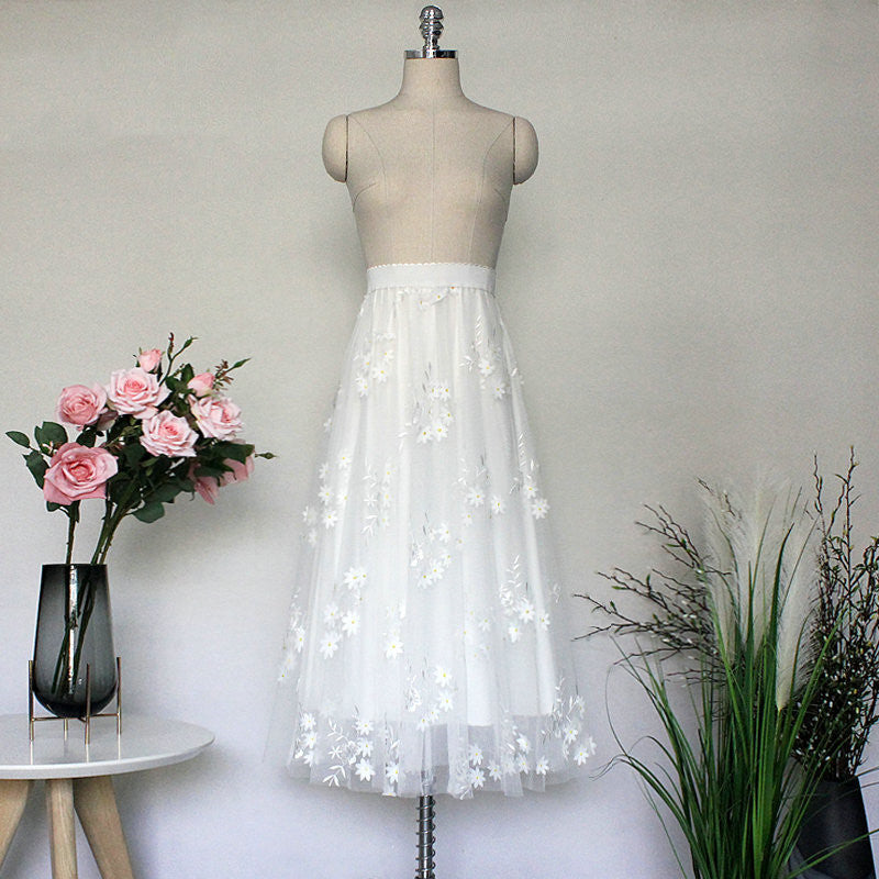 Fairy Three-dimensional Flower Embroidery Gauze Skirt