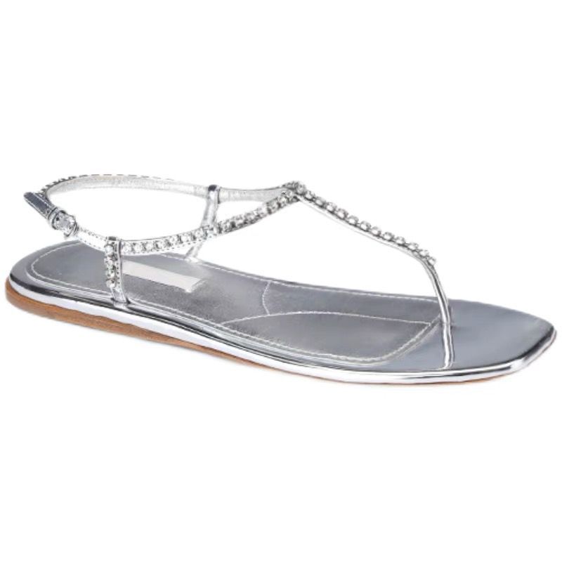 Rhinestone Thong Vacation Matching Skirt Roman Style Sandals Trend