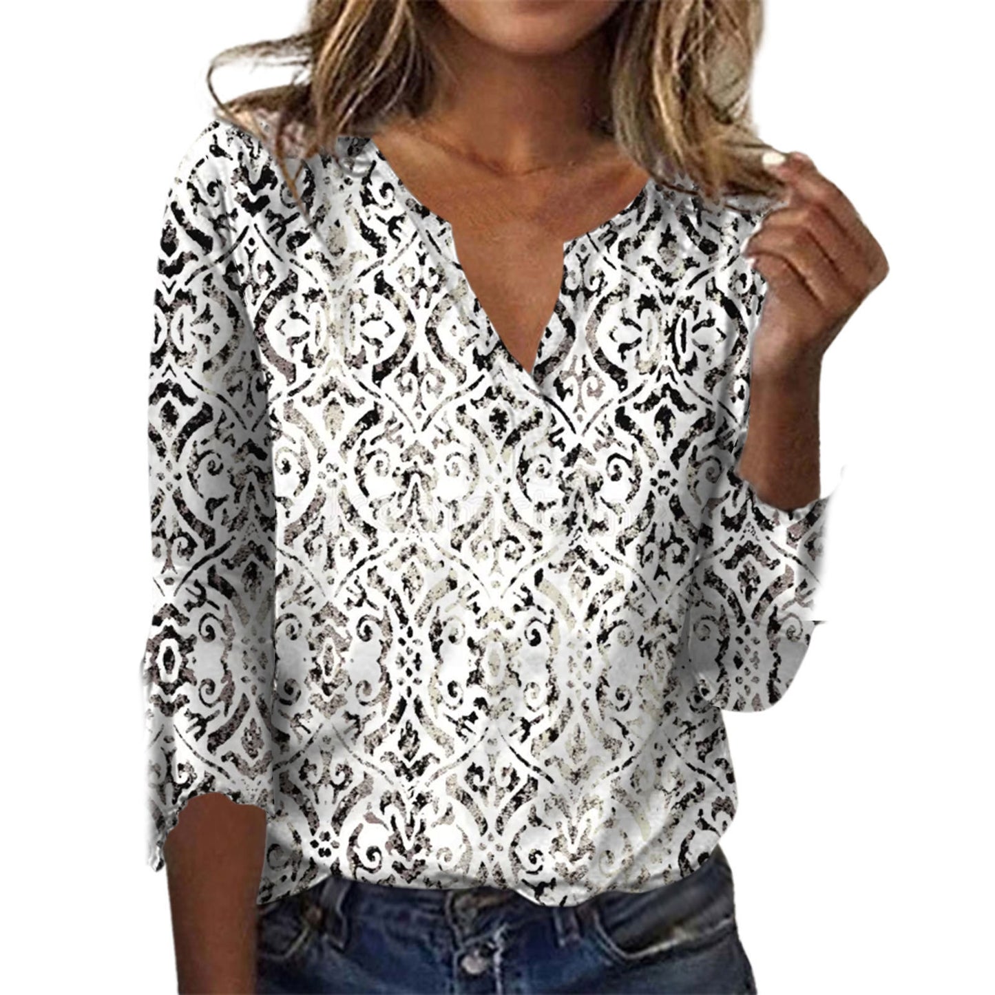 Summer Women's Fashion Gradient Printing Loose T-shit