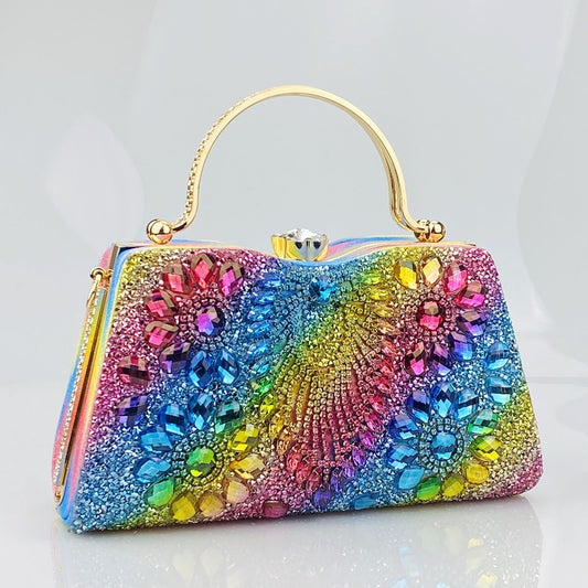 Women's Shiny Banquet Clutch Horizontal Square