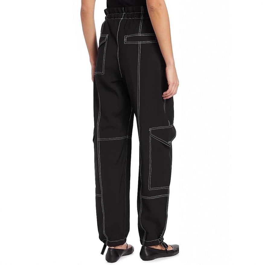High-waisted Patchwork Loose-fit Cargo Pants With Multiple Pockets