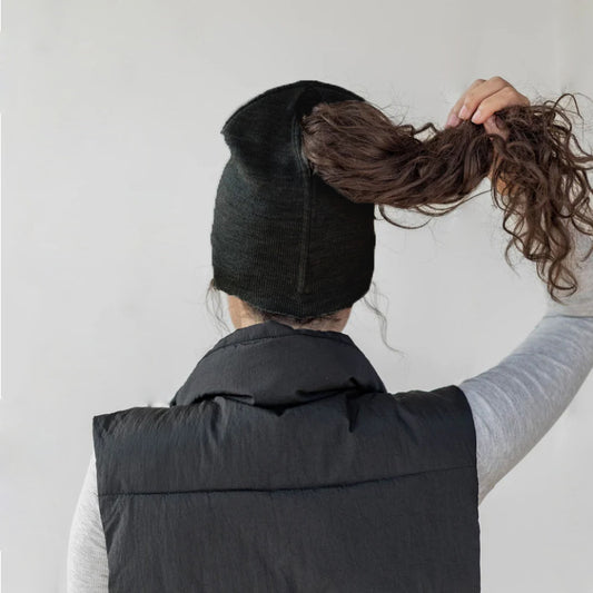 Open-ended Ponytail Knitted Sports Wool Pullover Women's Magnetic Snap Caplightweight And Convenient