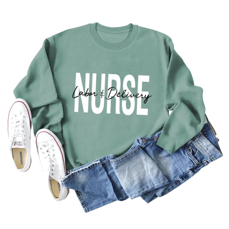 Round Neck Letter Printing Loose Plus Size Long Sleeve Sweater
