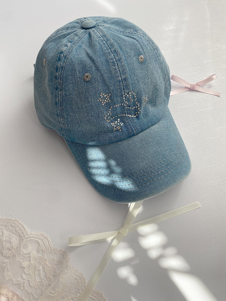Sommer Denim Blå Rhinsten XINGX Baseballkasket