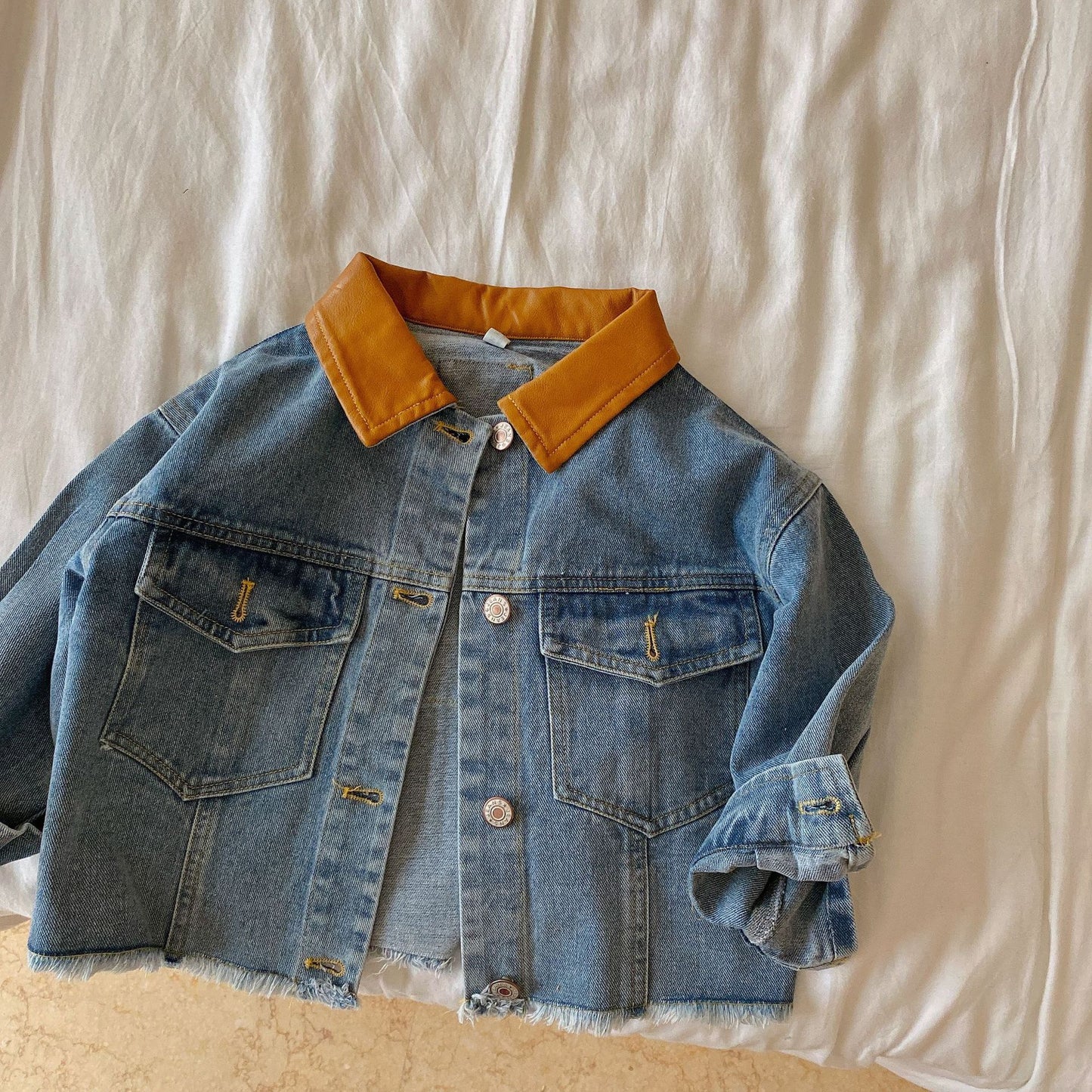 Children's Stitching Denim Jacket Boys And Girls All-match Cardigan Top